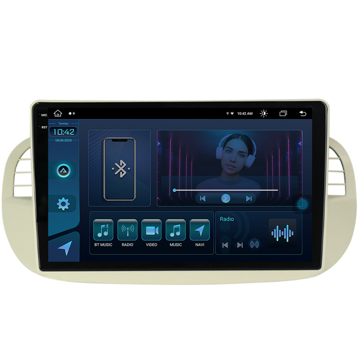 Navigatie Fiat 500 (2007-2014), Android, X-Octacore / 8GB RAM + 256GB ROM, 9.5 Inch - AD-BGX9008+AD-BGRKIT362V2