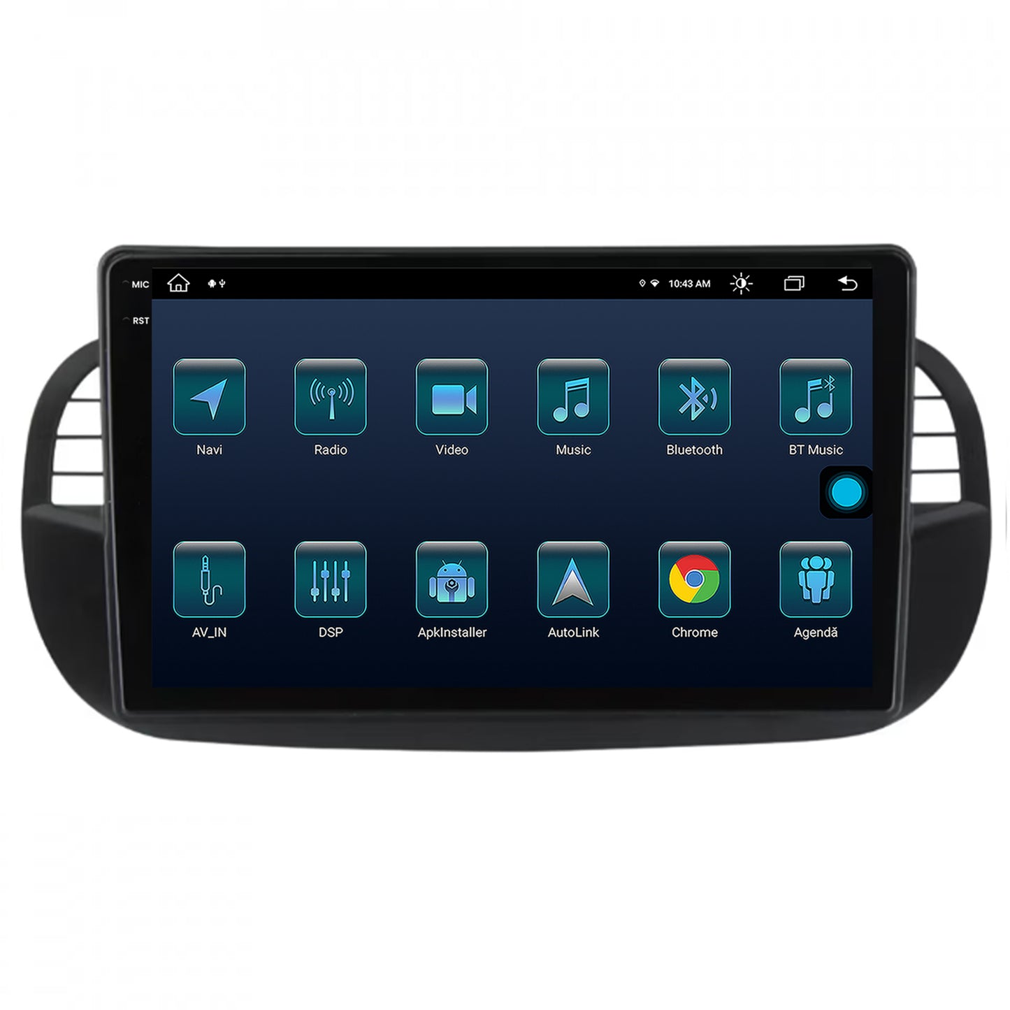 Navigatie Fiat 500 (2007-2014), Android, X-Octacore / 8GB RAM + 256GB ROM, 9.5 Inch - AD-BGX9008+AD-BGRKIT362V3
