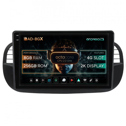 Navigatie Fiat 500 (2007-2014), Android, X-Octacore / 8GB RAM + 256GB ROM, 9.5 Inch - AD-BGX9008+AD-BGRKIT362V3