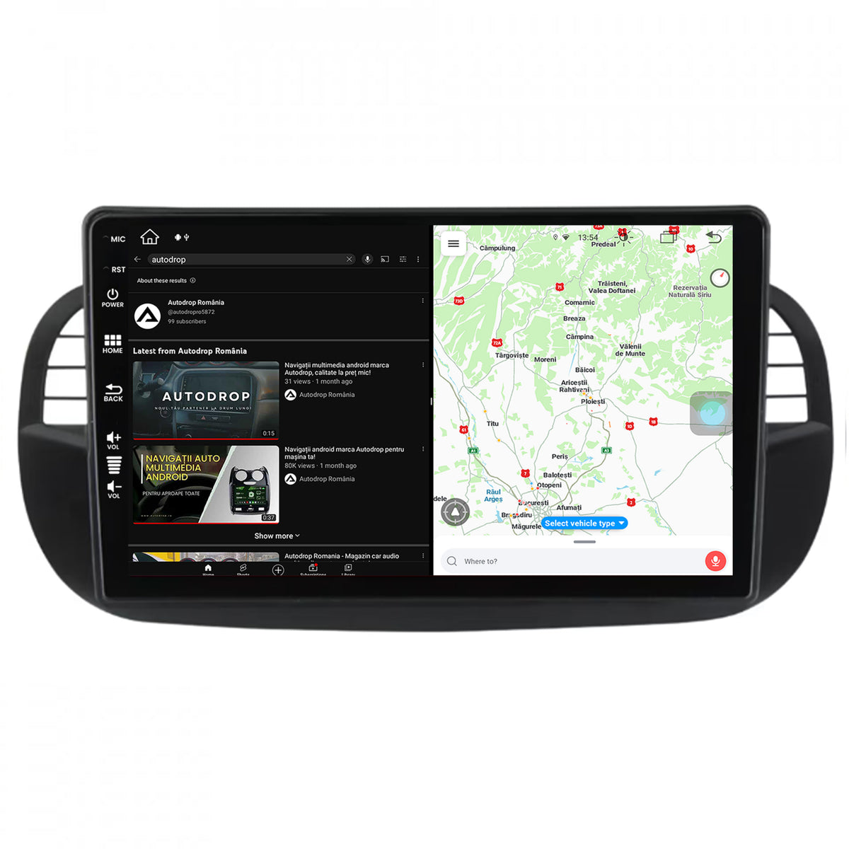 Navigatie Fiat 500 (2007-2014), Android, Z-Octacore / 8GB RAM + 256GB ROM, 9 Inch - AD-BGZ9008+AD-BGRKIT362V3