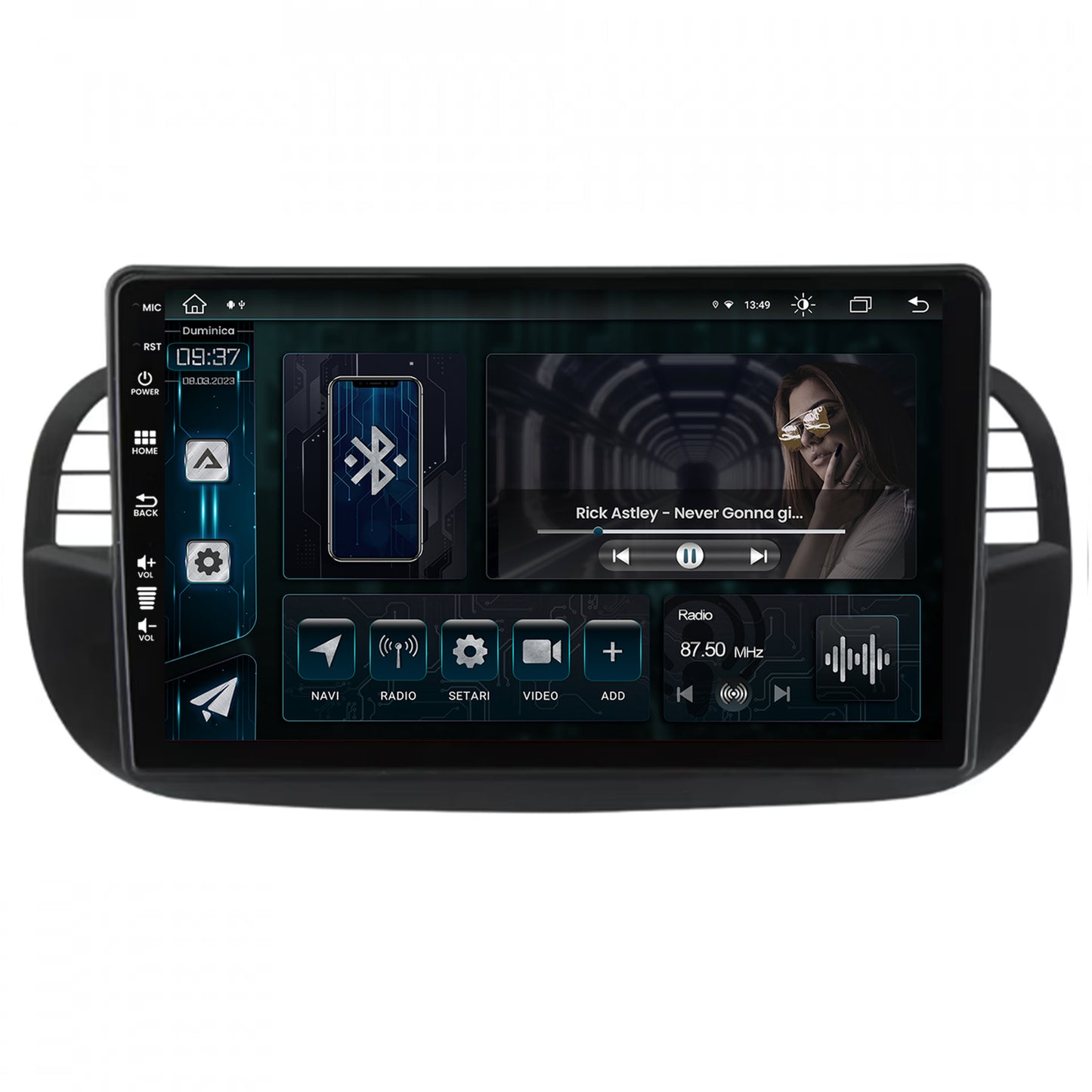Navigatie Fiat 500 (2007-2014), Android, Z-Octacore / 8GB RAM + 256GB ROM, 9 Inch - AD-BGZ9008+AD-BGRKIT362V3