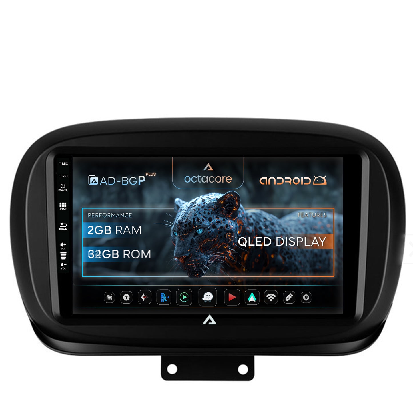 Navigatie Fiat 500X (2014-2020), Android, P-Octacore / 2GB RAM + 32GB ROM, 9 Inch - AD-BGP9002+AD-BGRKIT362