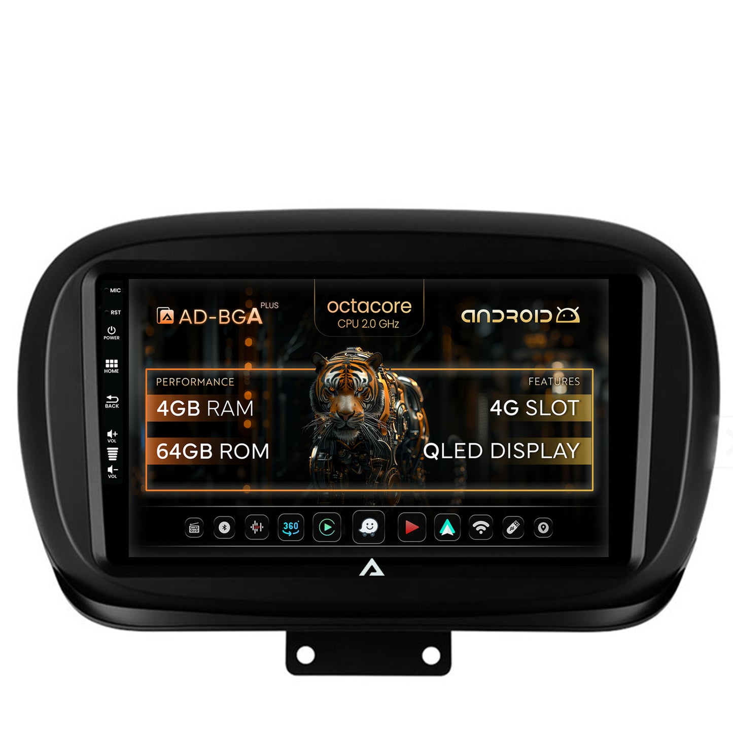 Navigatie Fiat 500X (2014-2020), Android, A-Octacore / 4GB RAM + 64GB ROM, 9 Inch - AD-BGA9004+AD-BGRKIT362