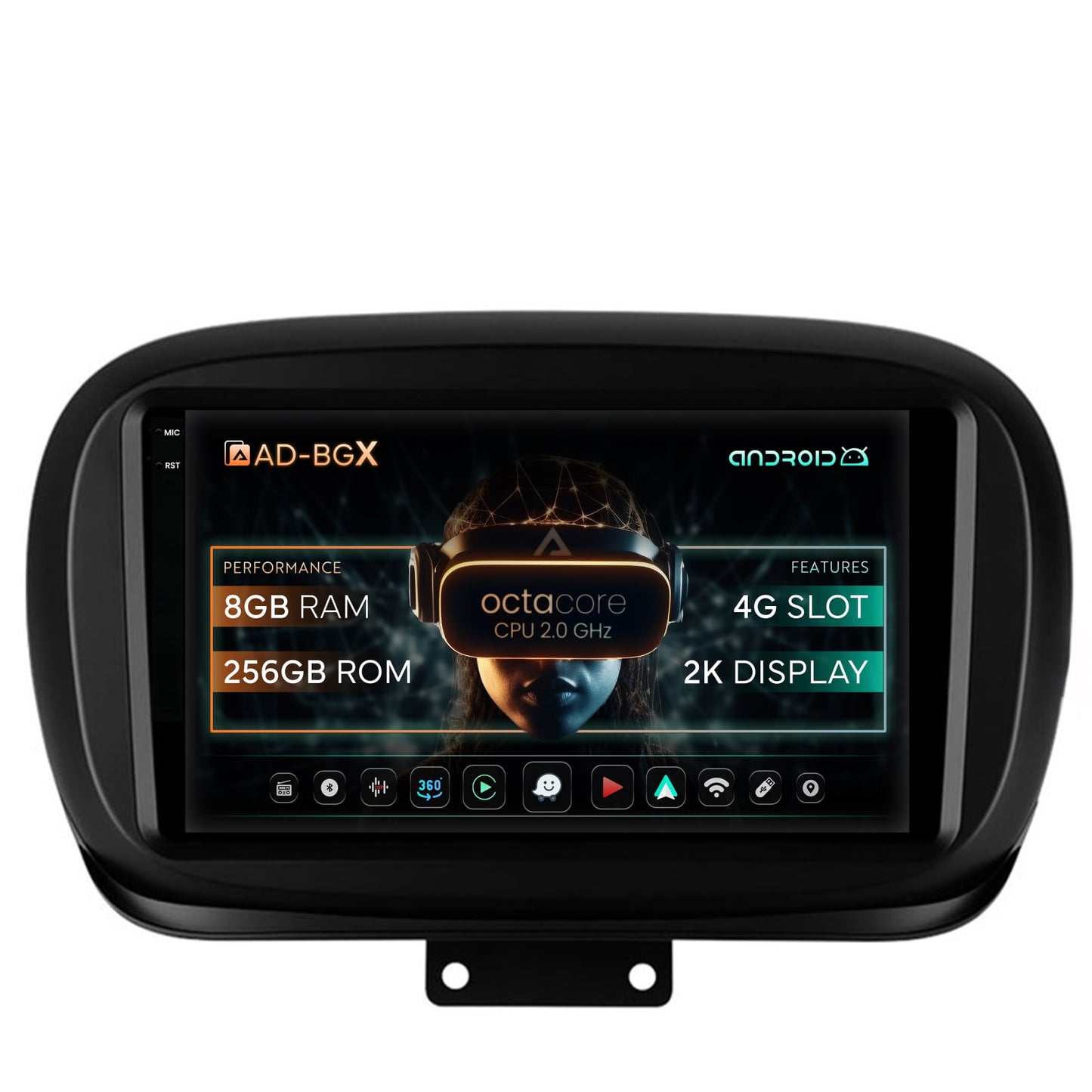 Navigatie Fiat 500X (2014-2020), Android, X-Octacore / 8GB RAM + 256GB ROM, 9.5 Inch - AD-BGX9008+AD-BGRKIT362