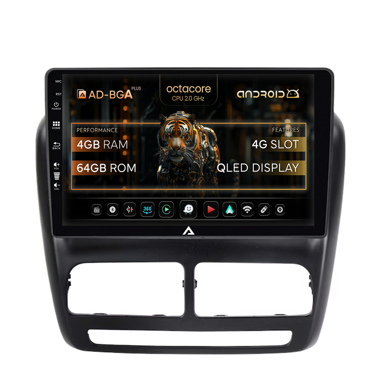 Navigatie Fiat Doblo (2010-2015), Android, A-Octacore / 4GB RAM + 64GB ROM, 10.1 Inch - AD-BGA10004+AD-BGRKIT358