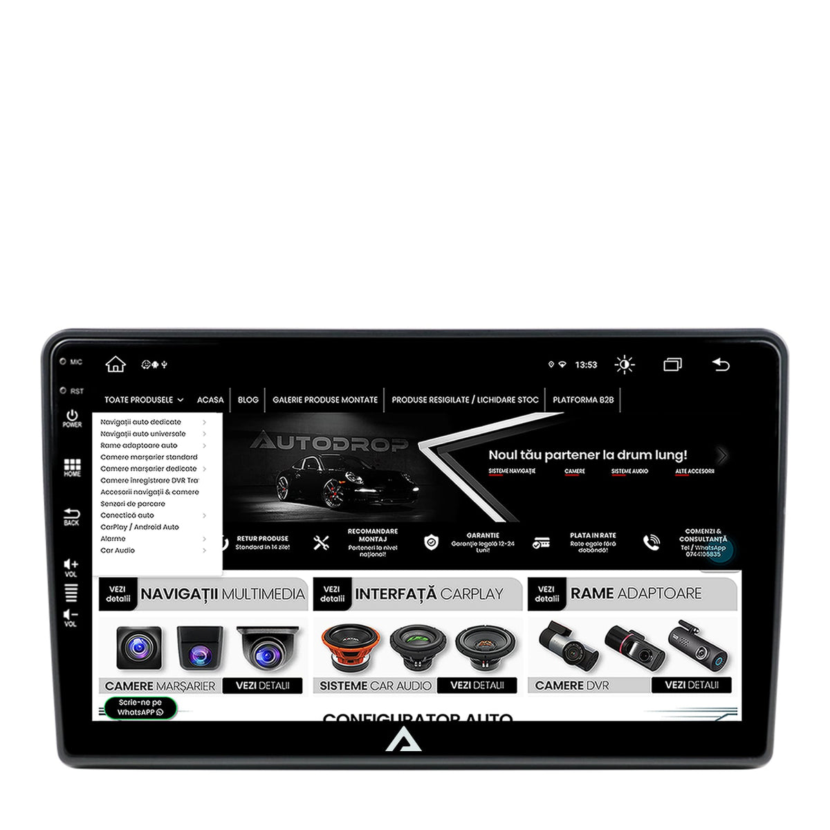 Navigatie Fiat Ducato, Citroen Jumper, Peugeot Boxer, Android, Z-Octacore / 8GB RAM + 256GB ROM, 9 Inch - AD-BGZ9008+AD-BGRKIT355