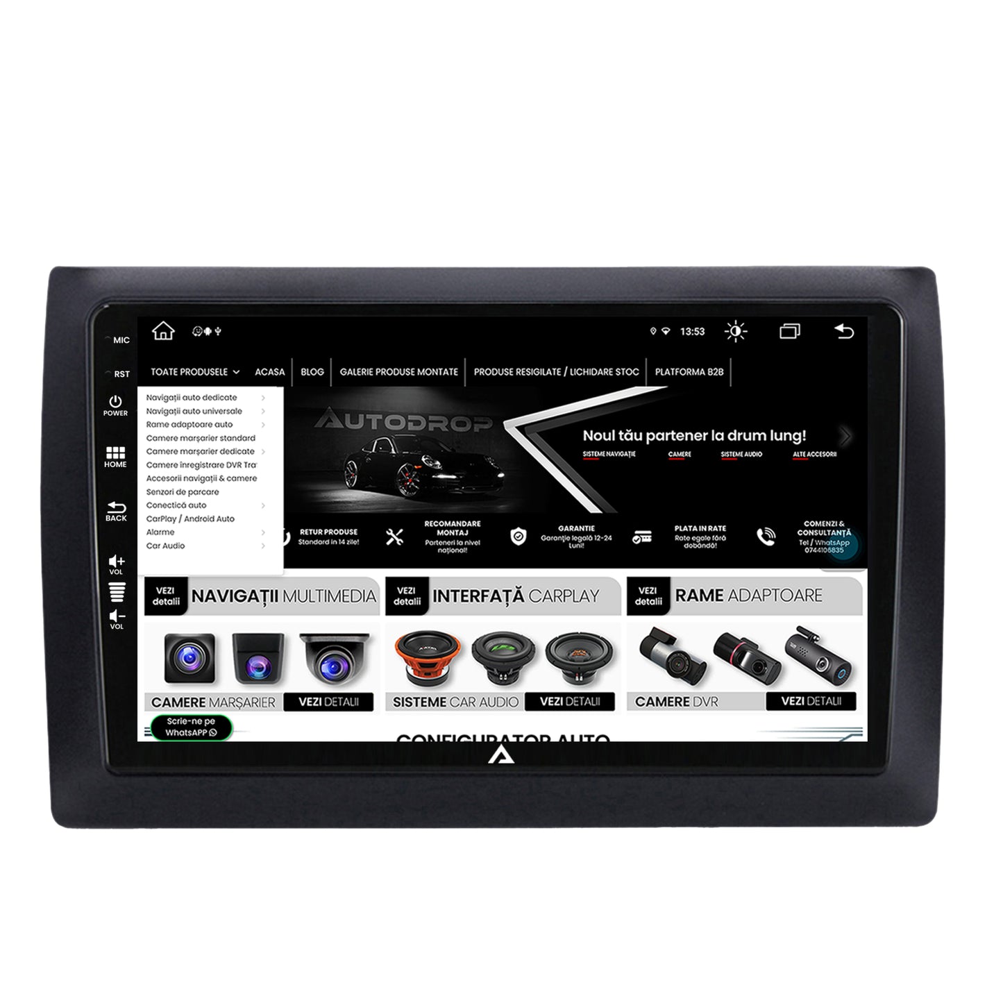 Navigatie Fiat Stilo, Android, Z-Octacore / 8GB RAM + 256GB ROM, 9 Inch - AD-BGZ9008+AD-BGRKIT356V2