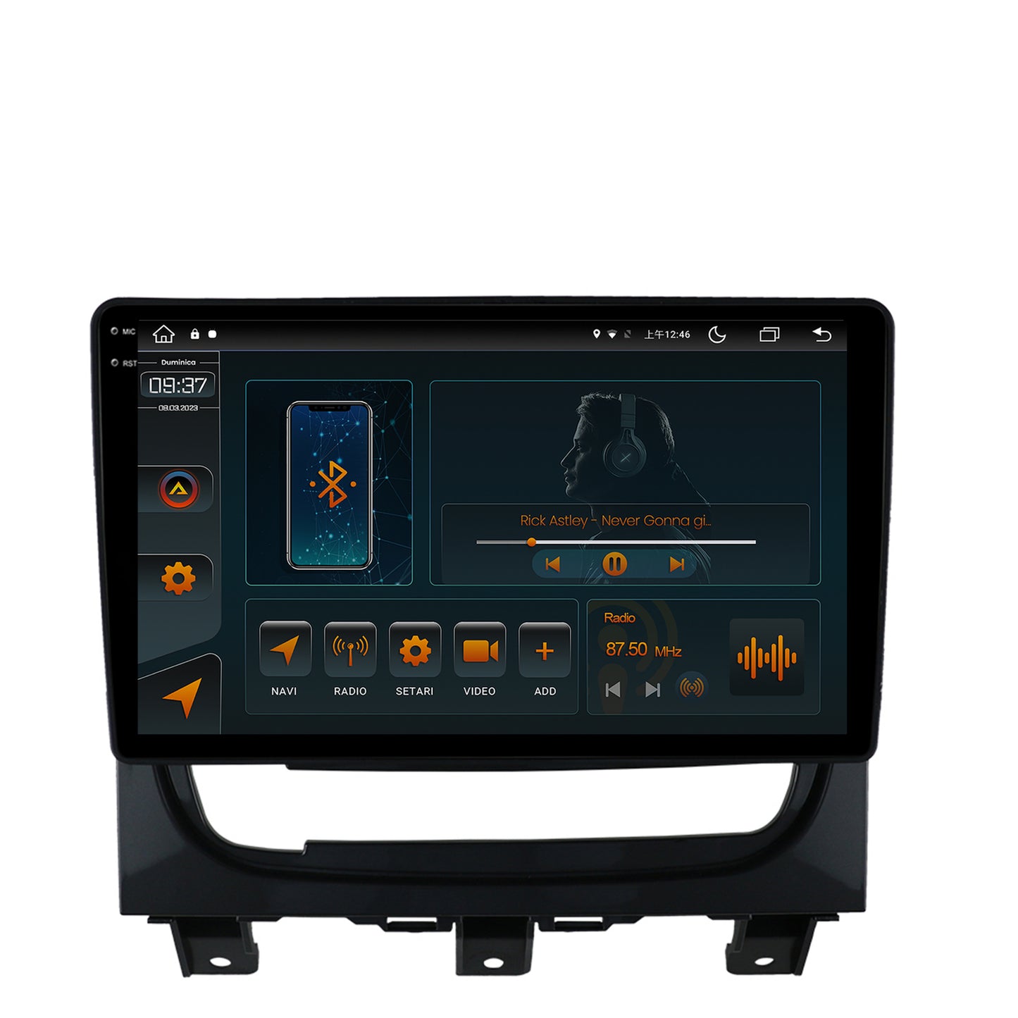 Navigatie Fiat Strada / Idea (2011-2016), Android, V-Octacore / 4GB RAM + 64GB ROM, 9.5 Inch - AD-BGV9004+AD-BGRKIT350