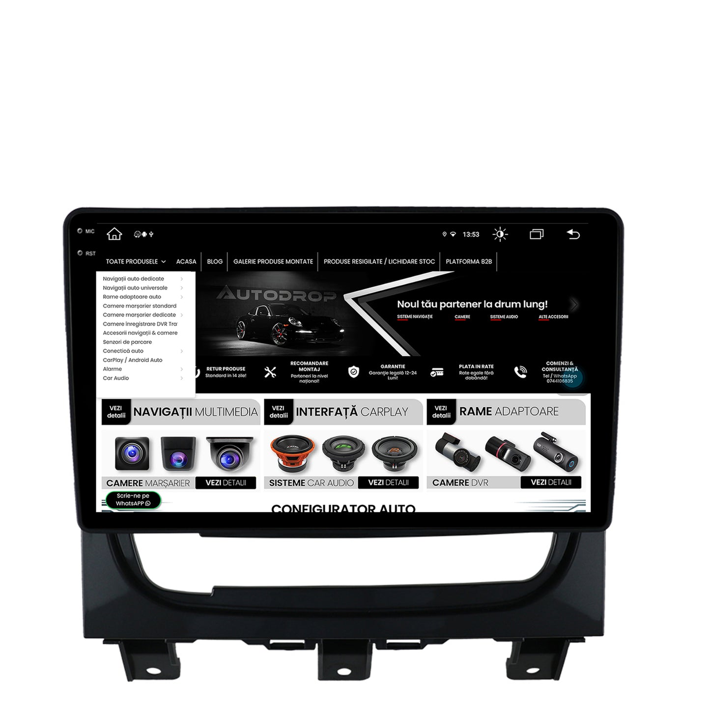 Navigatie Fiat Strada / Idea (2011-2016), Android, V-Octacore / 4GB RAM + 64GB ROM, 9.5 Inch - AD-BGV9004+AD-BGRKIT350