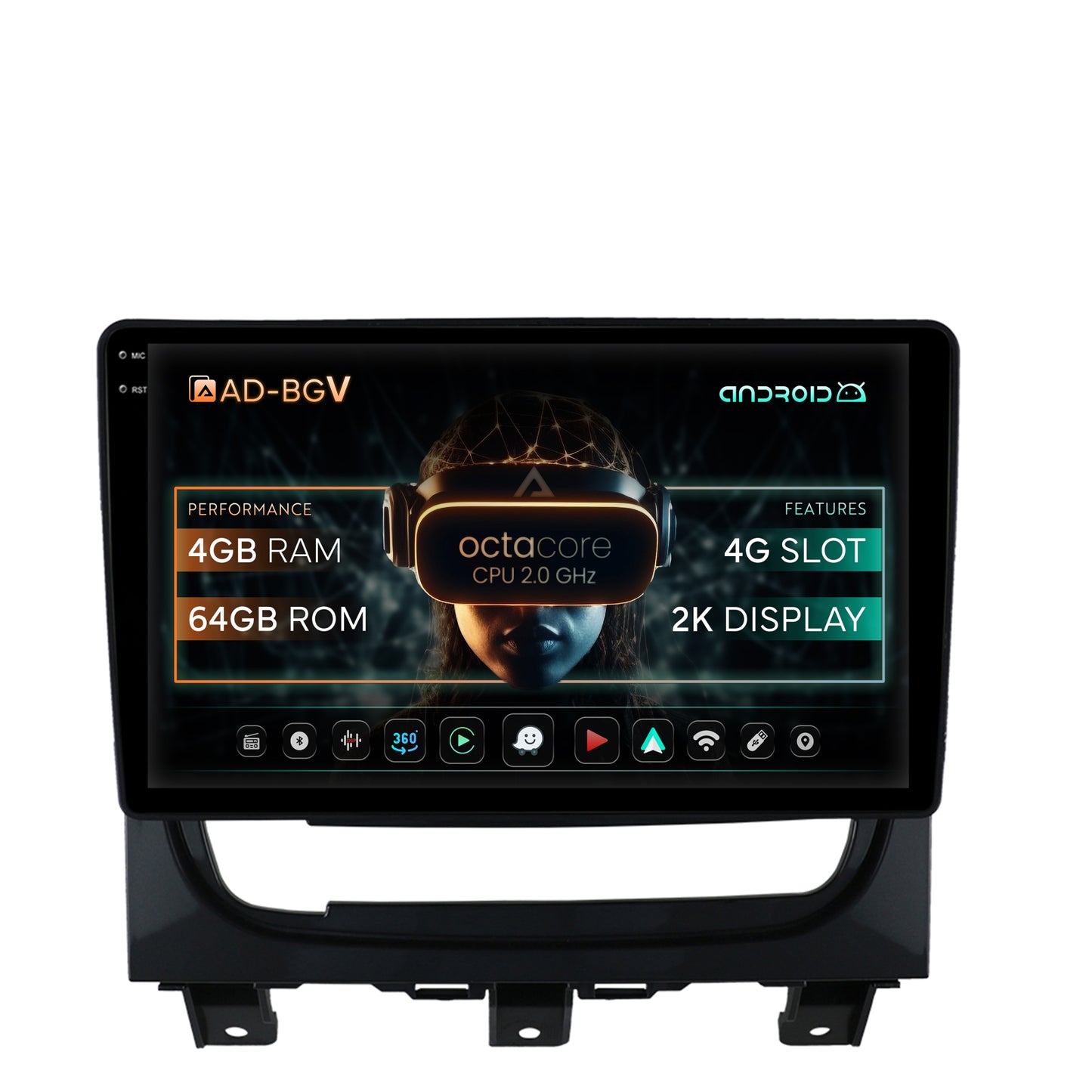 Navigatie Fiat Strada / Idea (2011-2016), Android, V-Octacore / 4GB RAM + 64GB ROM, 9.5 Inch - AD-BGV9004+AD-BGRKIT350