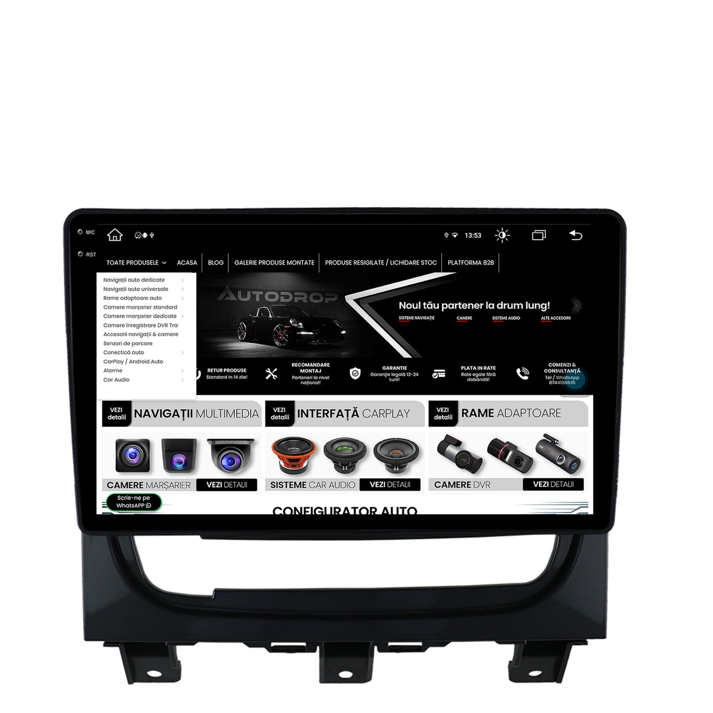 Navigatie Fiat Strada / Idea (2011-2016), Android, X-Octacore / 8GB RAM + 256GB ROM, 9.5 Inch - AD-BGX9008+AD-BGRKIT350