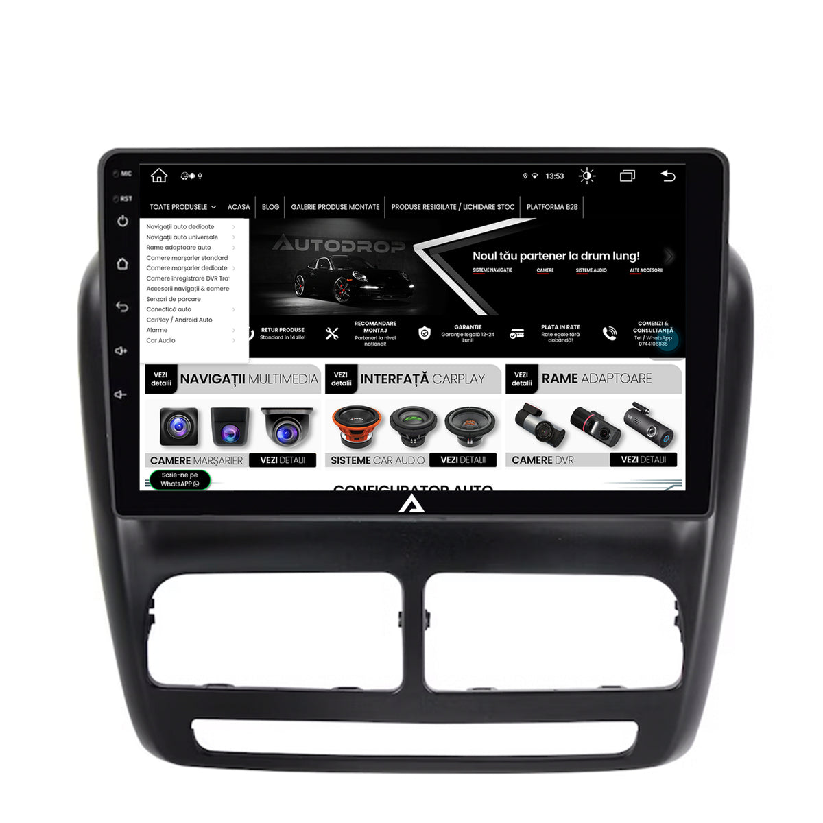 Navigatie Fiat Doblo (2010-2015), Android, Z-Octacore / 8GB RAM + 256GB ROM, 10.1 Inch - AD-BGZ10008+AD-BGRKIT358