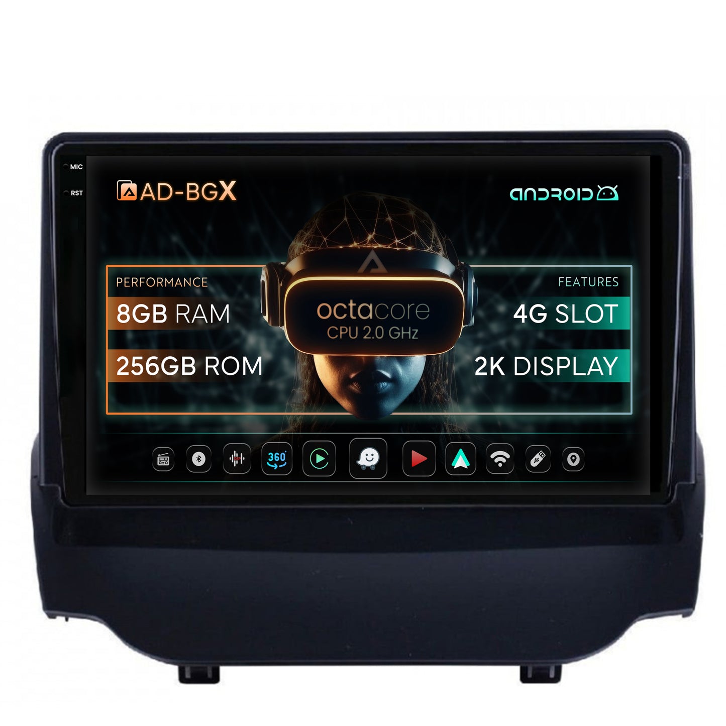 Navigatie Ford EcoSport (2013-16) Android, X-Octacore / 8GB RAM + 256GB ROM, 9.5 Inch - AD-BGX9008+BGRKIT118