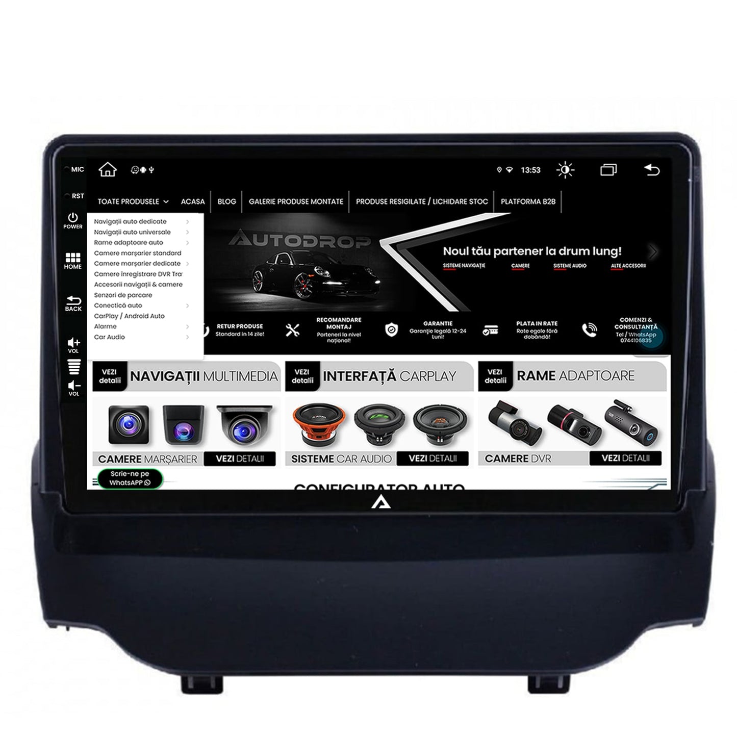 Navigatie Ford EcoSport (2013-16) Android, Z-octacore / 8GB RAM + 256GB ROM, 9 Inch - AD-BGZ9008+BGRKIT118
