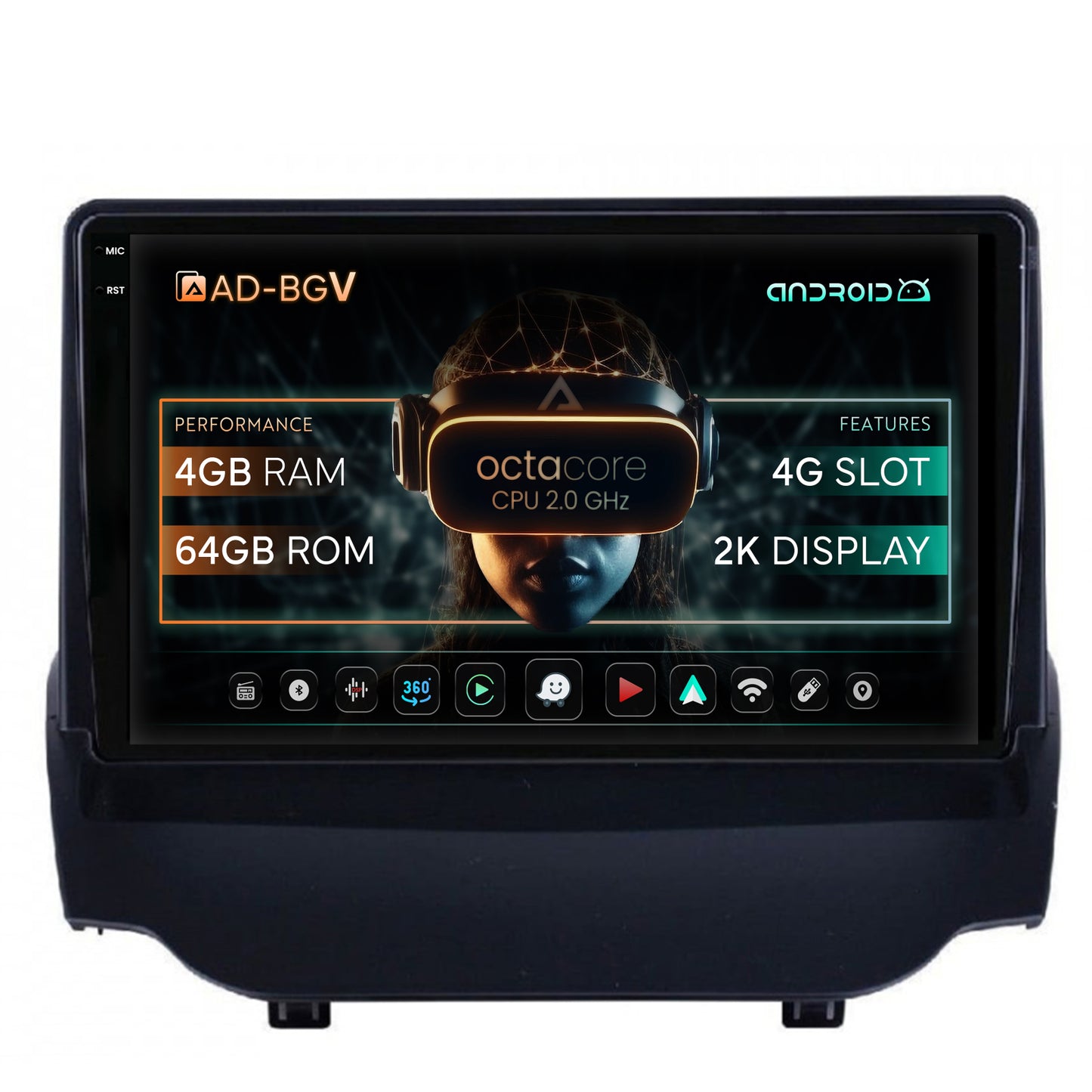 Navigatie Ford EcoSport (2013-2016) Android, V-Octacore / 4GB RAM + 64GB ROM, 9.5 Inch - AD-BGV9004+BGRKIT118