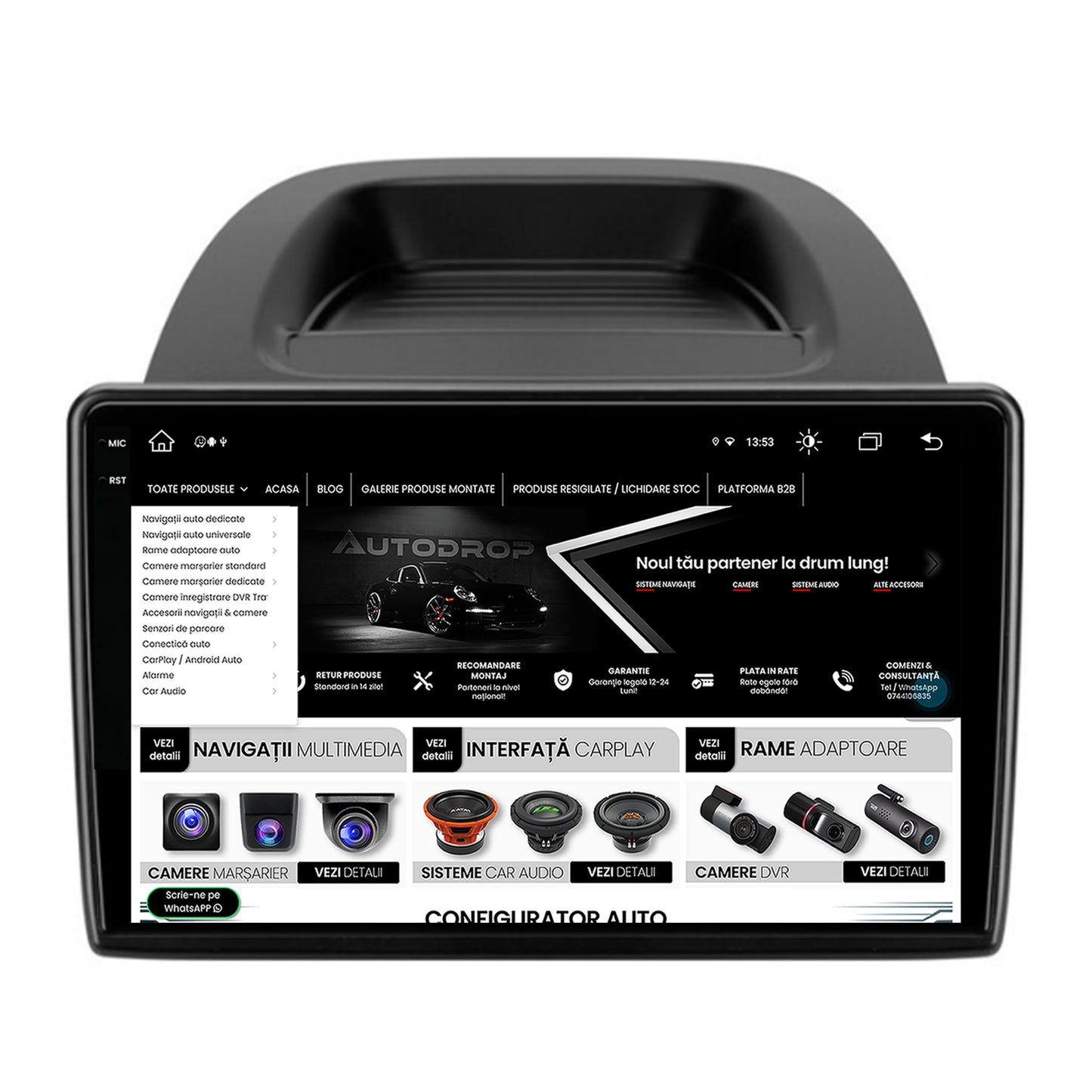 Navigatie Ford EcoSport (2017- Prezent) Android, V-Octacore / 4GB RAM + 64GB ROM, 10.36 Inch - AD-BGV10004+BGRKIT119
