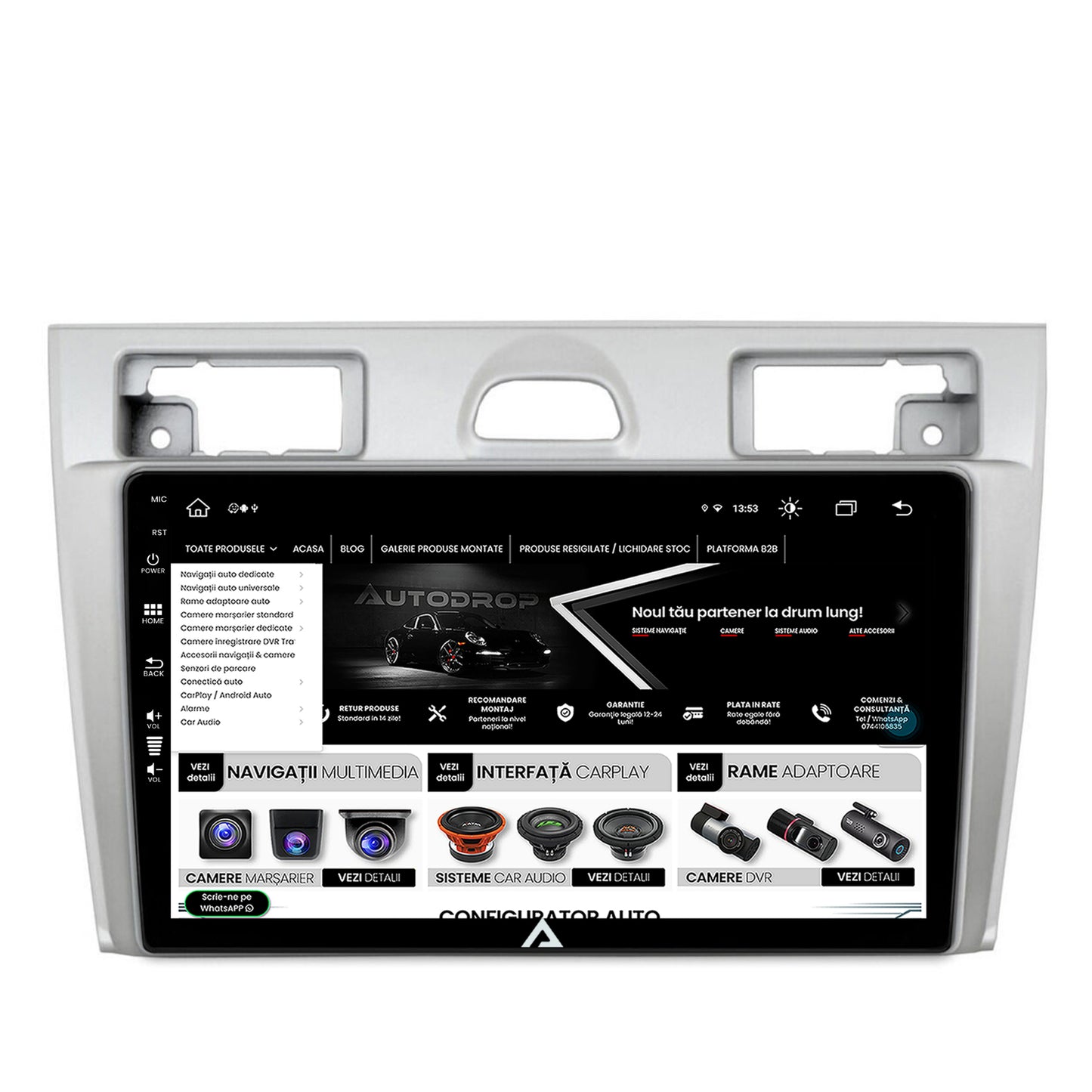 Navigatie Ford Fiesta (2002-2008), Android, Z-Octacore / 8GB RAM + 256GB ROM, 9 Inch - AD-BGZ9008+AD-BGRKIT143