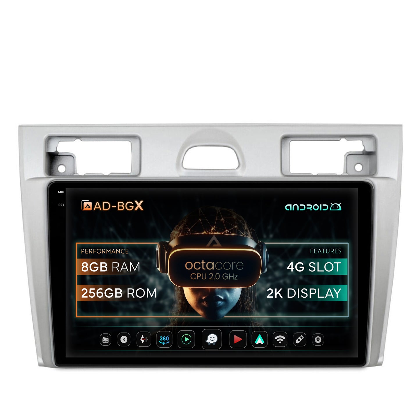 Navigatie Ford Fiesta (2002-2008), Android, X-Octacore / 8GB RAM + 256GB ROM, 9.5 Inch - AD-BGX9008+AD-BGRKIT143