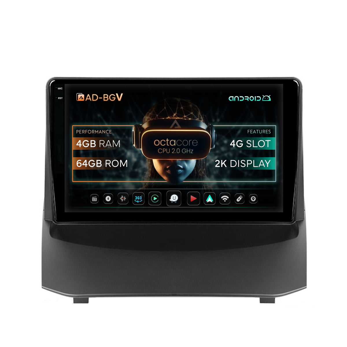 Navigatie Ford Fiesta (2009-2012), Android, V-Octacore / 4GB RAM + 64GB ROM, 9.5 Inch - AD-BGV9004+AD-BGRKIT131-0912