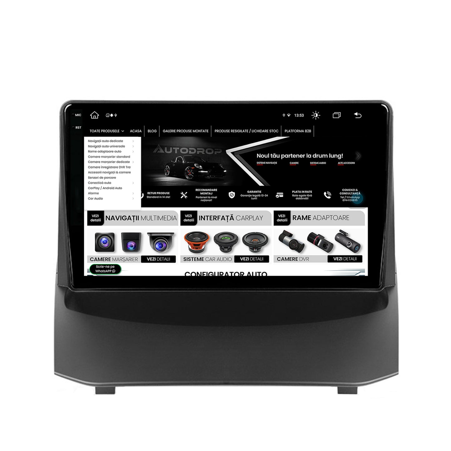 Navigatie Ford Fiesta (2009-2012), Android, V-Octacore / 4GB RAM + 64GB ROM, 9.5 Inch - AD-BGV9004+AD-BGRKIT131-0912