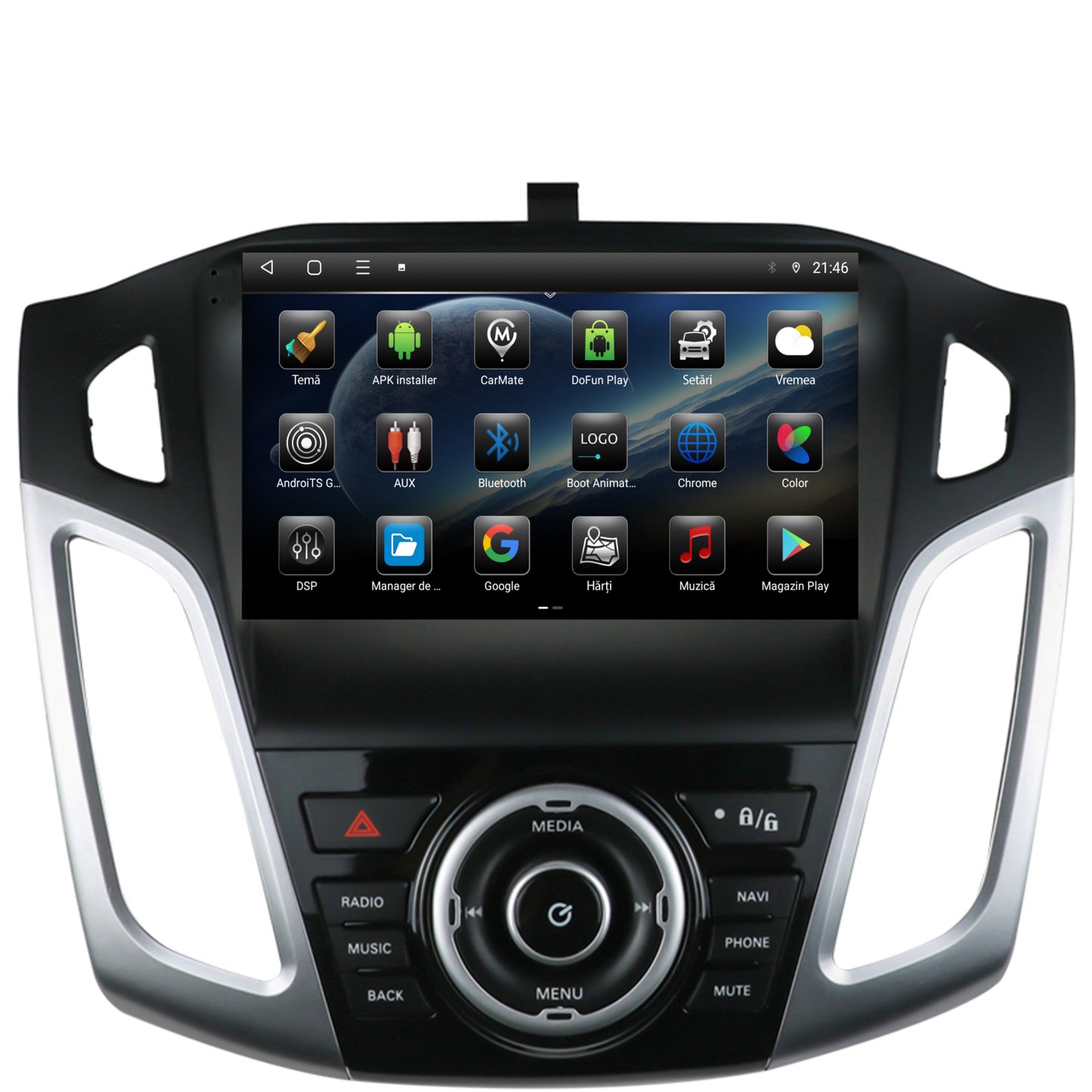 Navigatie Ford Focus 3 (2011-2019), Android, P-Octacore / 2GB RAM + 32GB ROM, 9 Inch - AD-BGP9002+AD-BGRKIT144