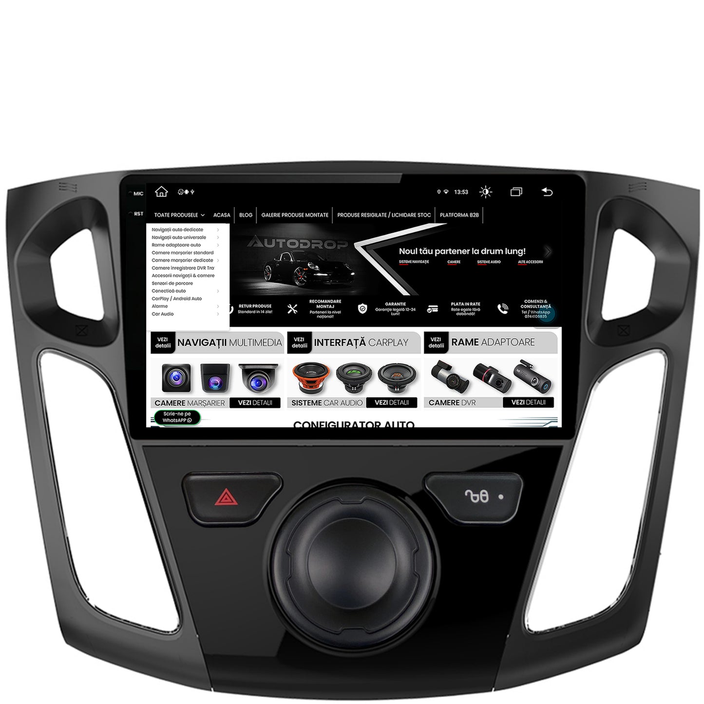 Navigatie Ford Focus 3 (2011-2019), Android, V-Octacore / 4GB RAM + 64GB ROM, 9.5 Inch - AD-BGV9004+AD-BGRKIT115