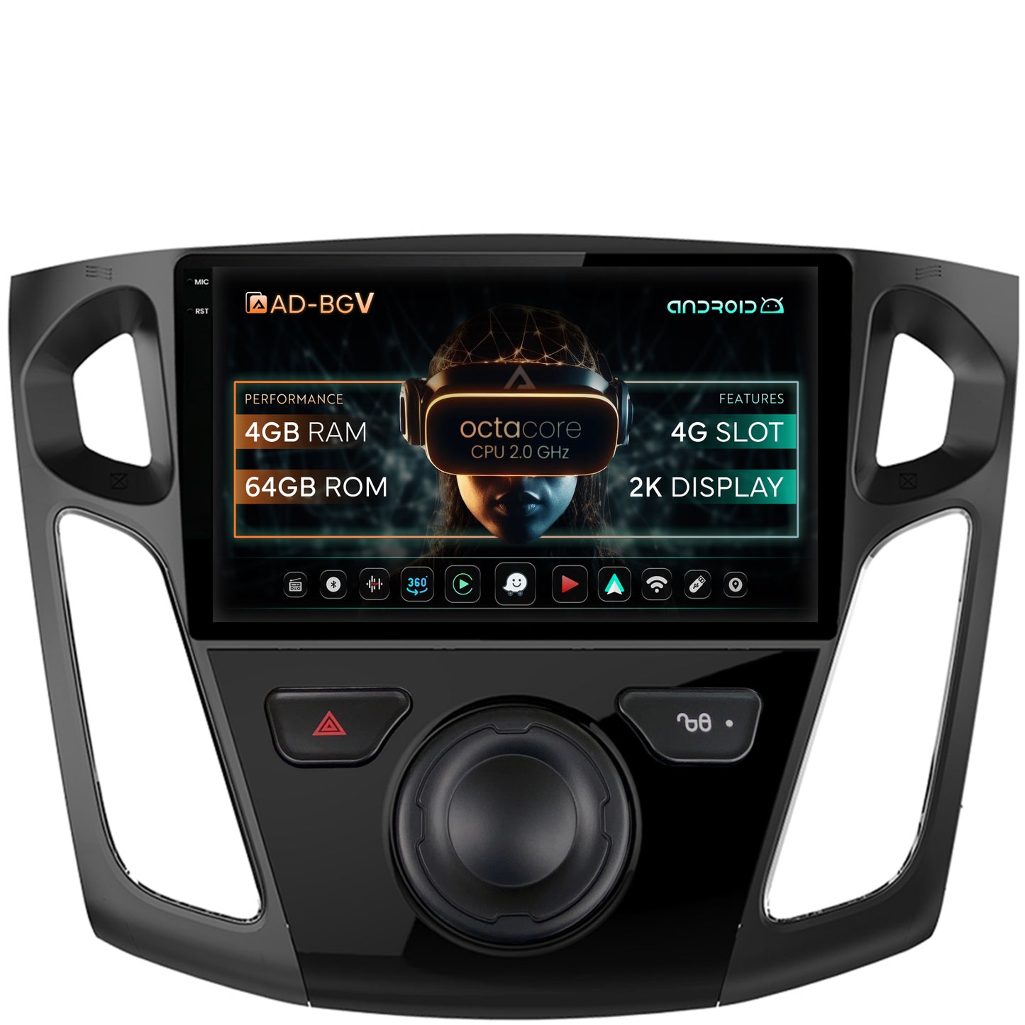 Navigatie Ford Focus 3 (2011-2019), Android, V-Octacore / 4GB RAM + 64GB ROM, 9.5 Inch - AD-BGV9004+AD-BGRKIT115