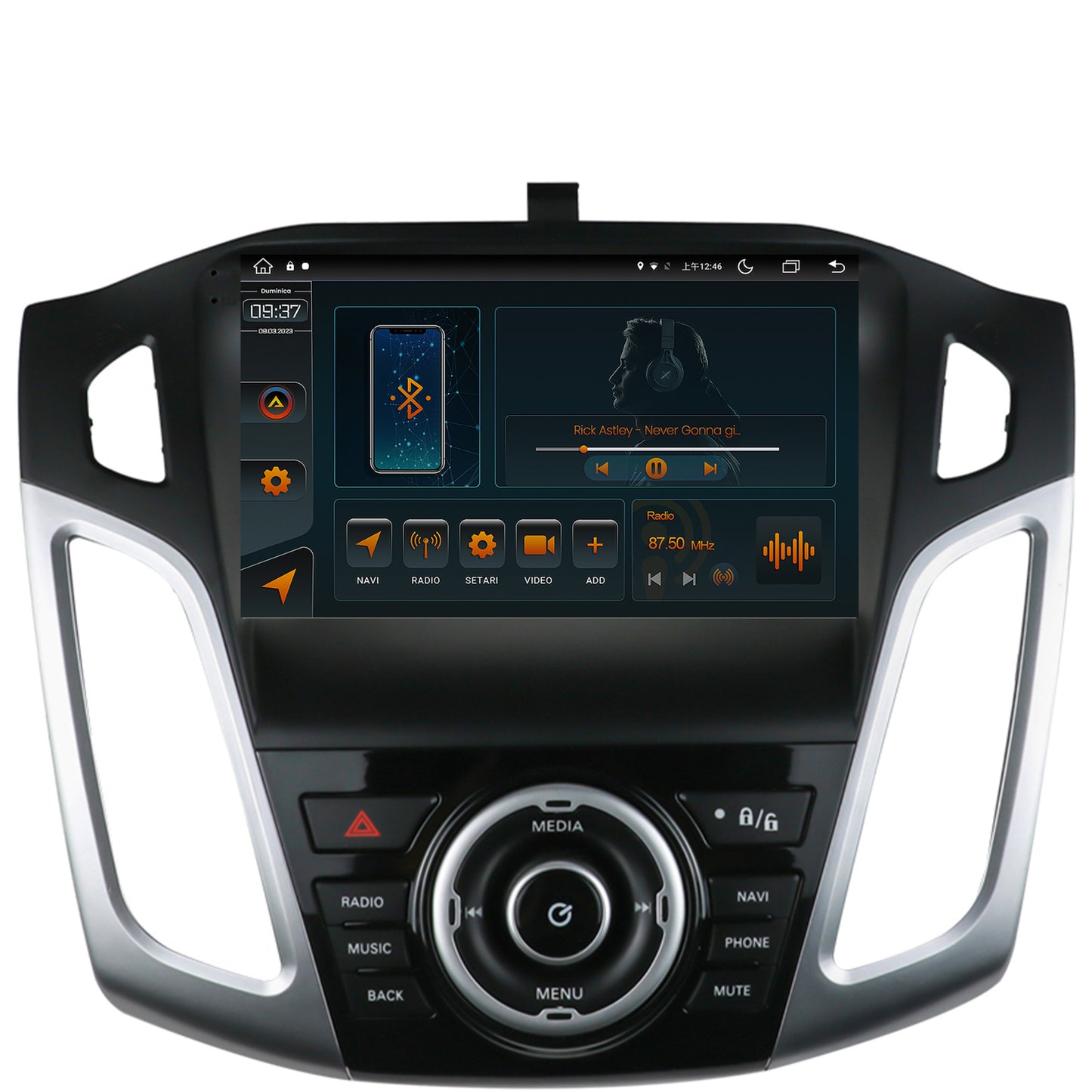 Navigatie Ford Focus 3 (2011-2019), Android, V-Octacore / 4GB RAM + 64GB ROM, 9.5 Inch - AD-BGV9004+AD-BGRKIT144