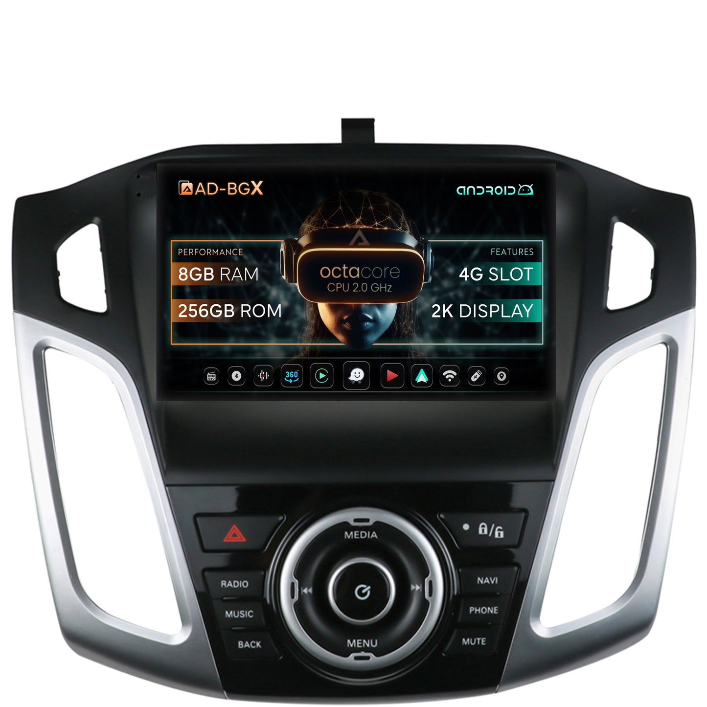Navigatie Ford Focus 3 (2011-2019), Android, X-Octacore / 8GB RAM + 256GB ROM, 9.5 Inch - AD-BGX9008+AD-BGRKIT144