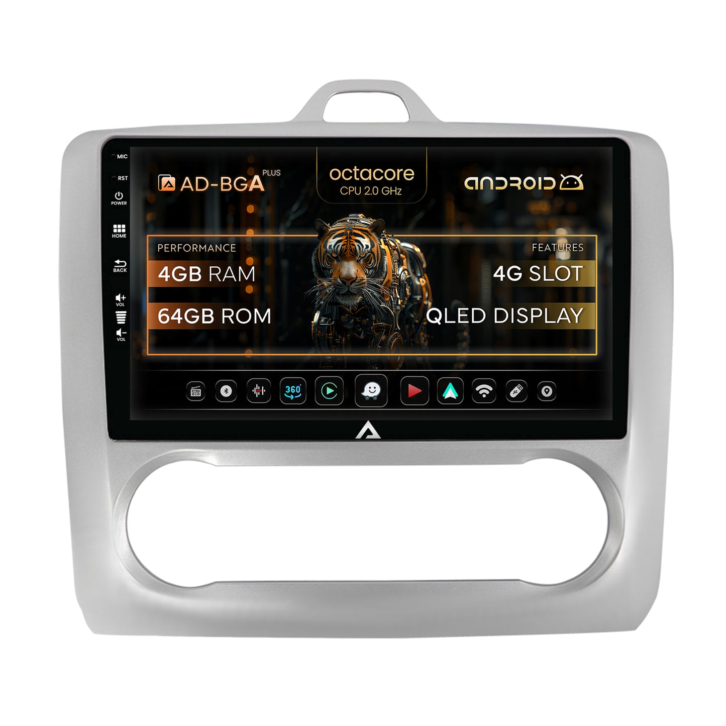 Navigatie Ford Focus MK2 (2004-2011), Clima Automata, Android, A-Octacore / 4GB RAM + 64GB ROM, 9 Inch - AD-BGA9004+AD-BGRKIT117