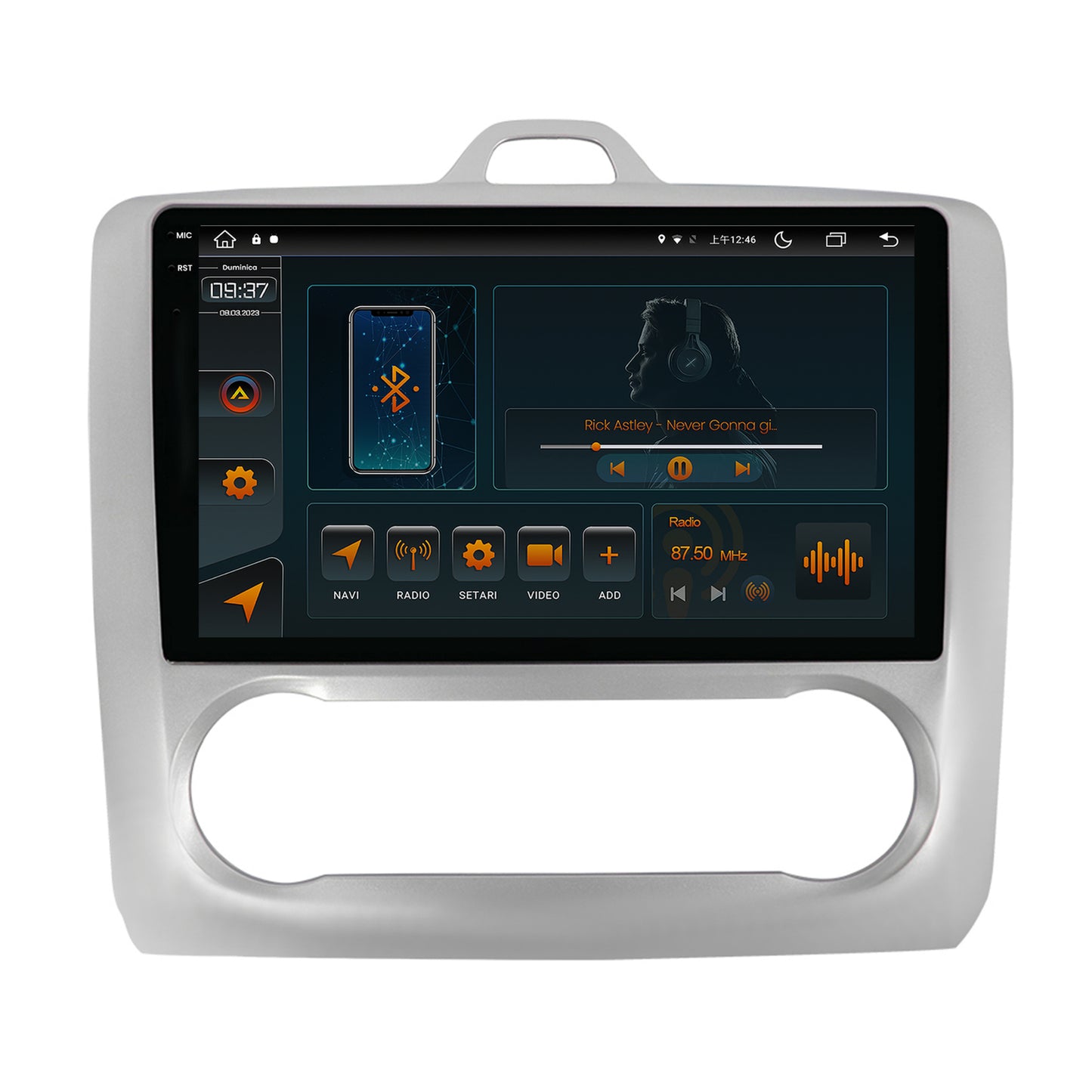 Navigatie Ford Focus MK2 (2004-2011), Clima automata, Android, V-Octacore / 4GB RAM + 64GB ROM, 9.5 Inch - AD-BGV9004+AD-BGRKIT117