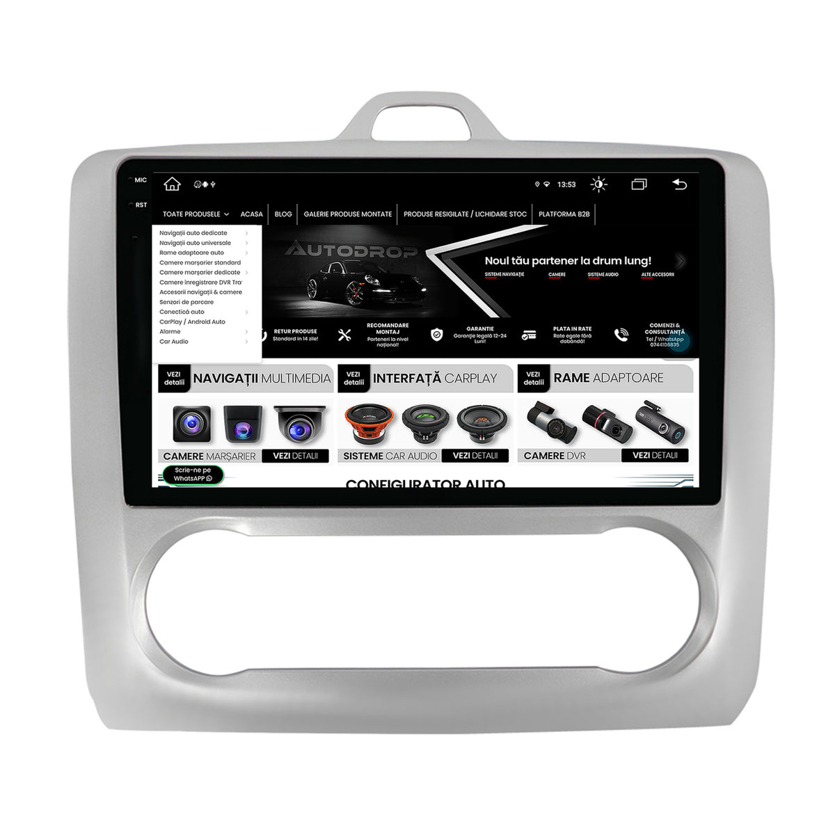 Navigatie Ford Focus MK2 (2004-2011), Clima automata, Android, V-Octacore / 4GB RAM + 64GB ROM, 9.5 Inch - AD-BGV9004+AD-BGRKIT117