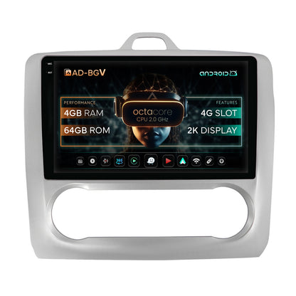 Navigatie Ford Focus MK2 (2004-2011), Clima automata, Android, V-Octacore / 4GB RAM + 64GB ROM, 9.5 Inch - AD-BGV9004+AD-BGRKIT117