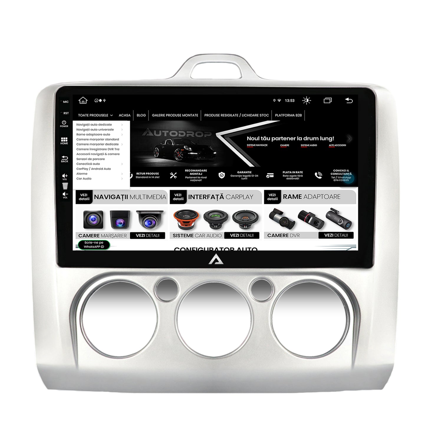 Navigatie Ford Focus MK2 (2004-2011), Clima manuala, Android, Z-Octacore / 8GB RAM + 256GB ROM, 9 Inch - AD-BGZ9008+AD-BGRKIT112