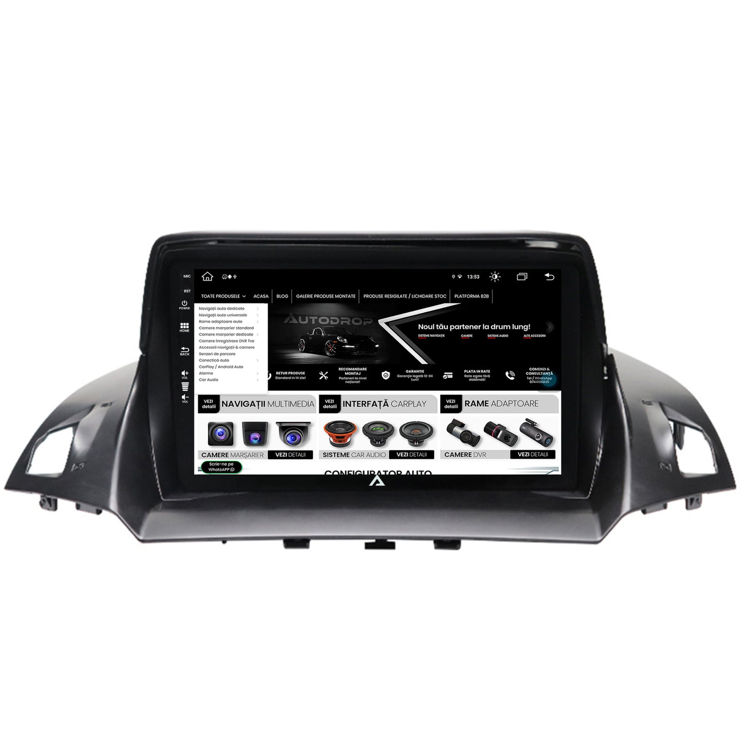 Navigatie Ford Kuga / C-Max (2013-2018), Android, Z-Octacore / 8GB RAM + 256GB ROM, 9 Inch - AD-BGZ9008+AD-BGRKIT114