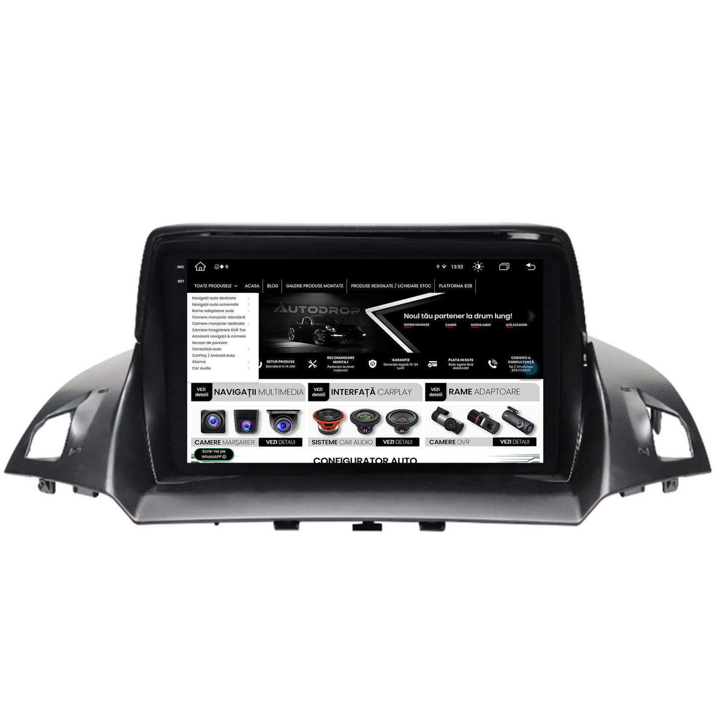 Navigatie Ford Kuga / C-Max (2013-2018), Android, V-Octacore / 4GB RAM + 64GB ROM, 9.5 Inch - AD-BGV9004+AD-BGRKIT114