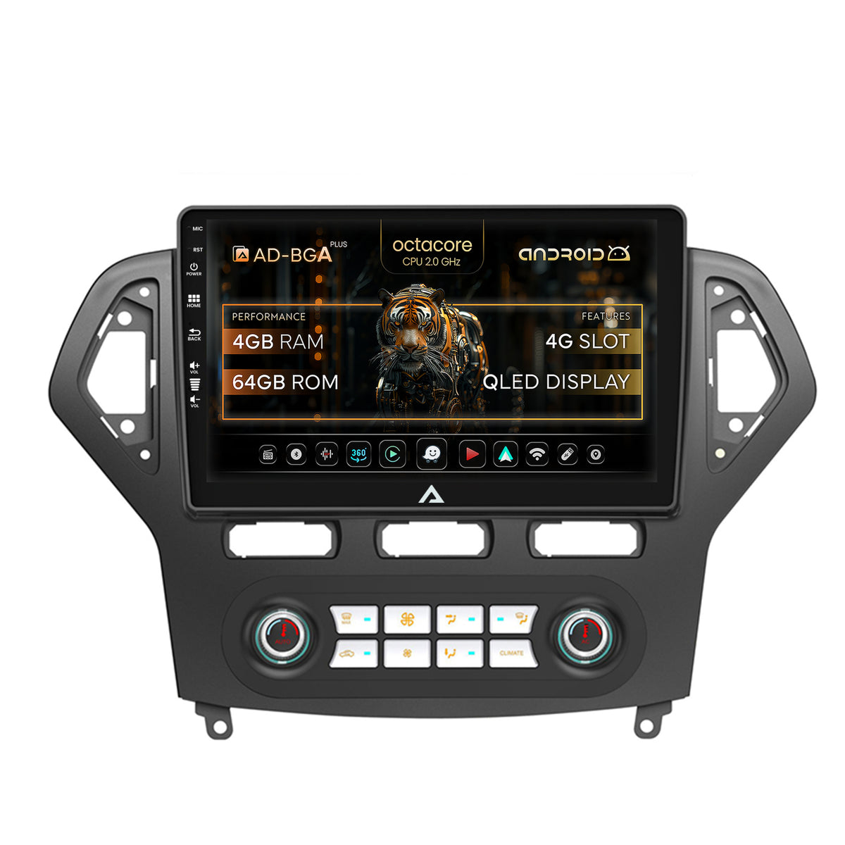 Navigatie Ford Mondeo (2007-2010) Clima Automata, Android, A-Octacore / 4GB RAM + 64GB ROM, 10.1 Inch - AD-BGA10004+AD-BGRKIT127