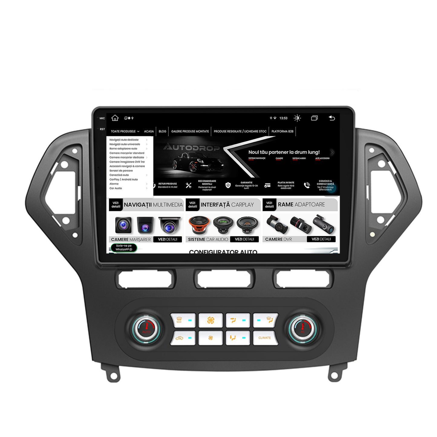 Navigatie Ford Mondeo (2007-2010) Clima Automata, Android, X-Octacore / 8GB RAM + 256GB ROM, 10.36 Inch - AD-BGX9008+AD-BGRKIT127