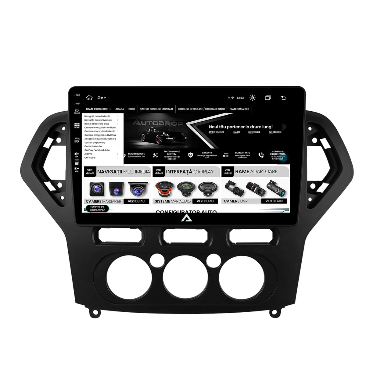 Navigatie Ford Mondeo (2007-2010) Clima Manuala, Android, Z-Octacore / 8GB RAM + 256GB ROM, 10.1 Inch - AD-BGZ10008+AD-BGRKIT126