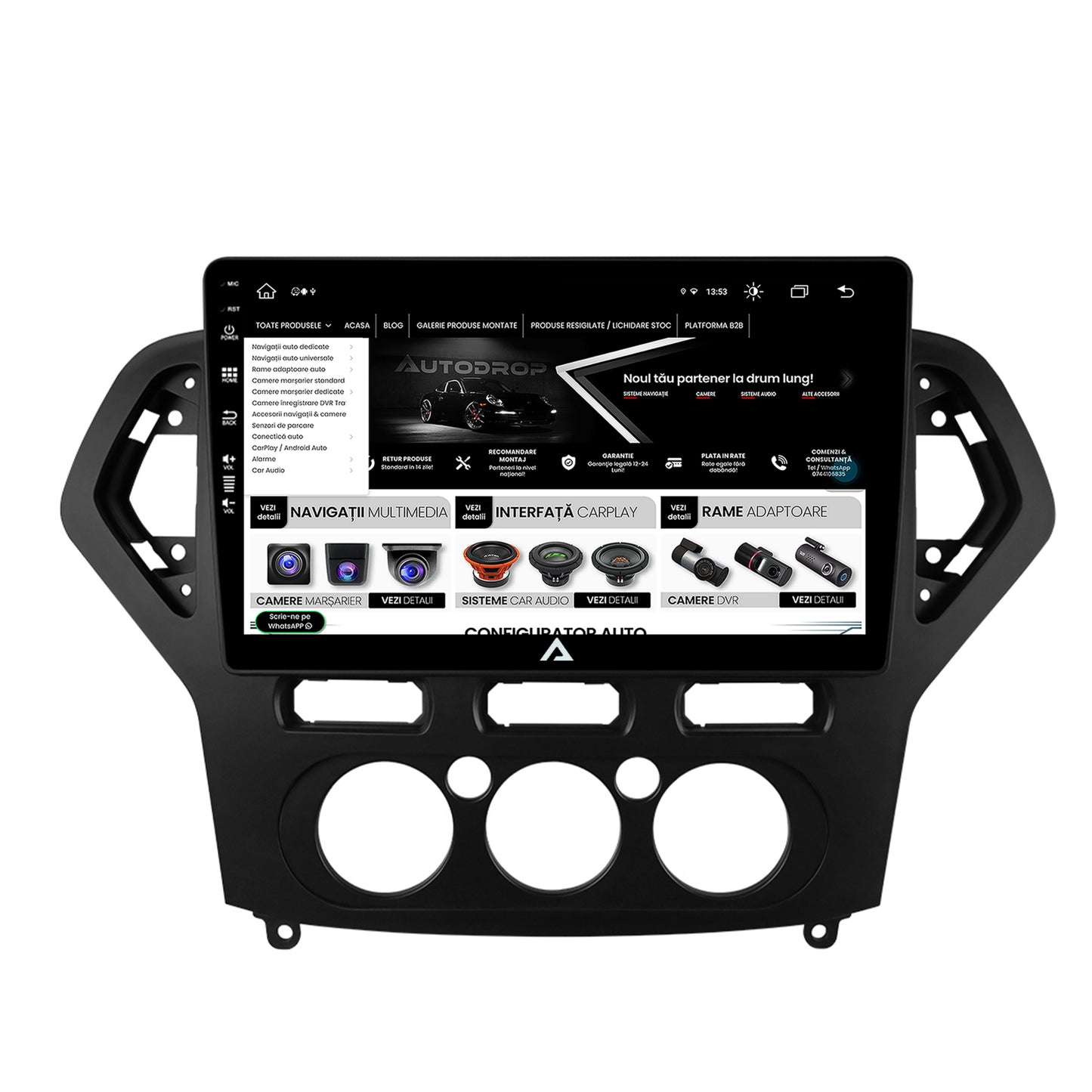 Navigatie Ford Mondeo (2007-2010) Clima Manuala, Android, Z-Octacore / 8GB RAM + 256GB ROM, 10.1 Inch - AD-BGZ10008+AD-BGRKIT126