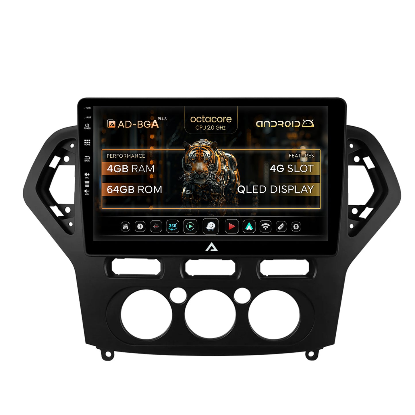 Navigatie Ford Mondeo (2007-2010) Clima Manuala, Android, A-Octacore / 4GB RAM + 64GB ROM, 10.1 Inch - AD-BGA10004+AD-BGRKIT126