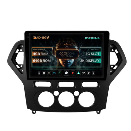 Navigatie Ford Mondeo (2007-2010) Clima Manuala, Android, V-Octacore / 4GB RAM + 64GB ROM, 9.5 Inch - AD-BGV10004+AD-BGRKIT126