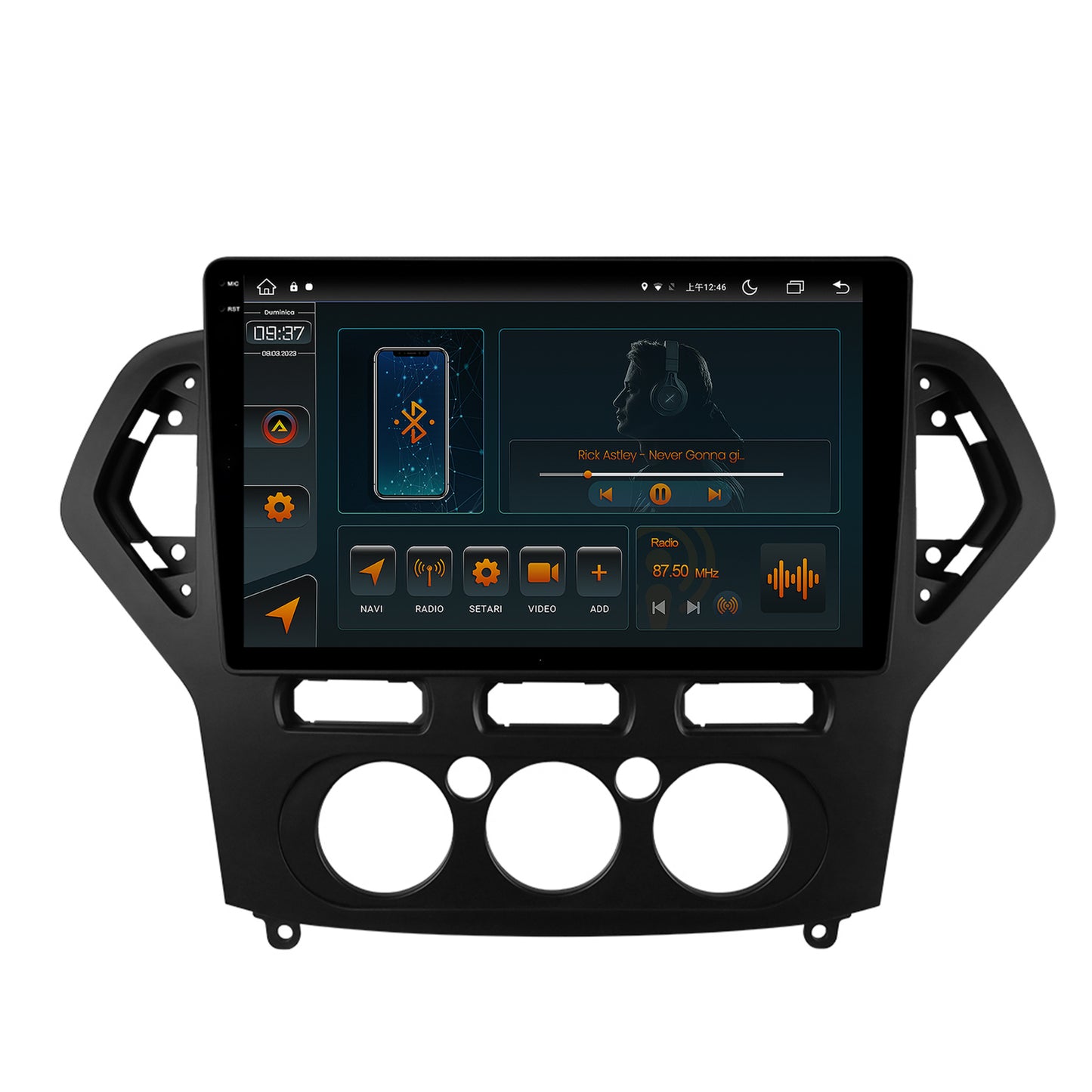 Navigatie Ford Mondeo (2007-2010) Clima Manuala, Android, V-Octacore / 4GB RAM + 64GB ROM, 9.5 Inch - AD-BGV10004+AD-BGRKIT126