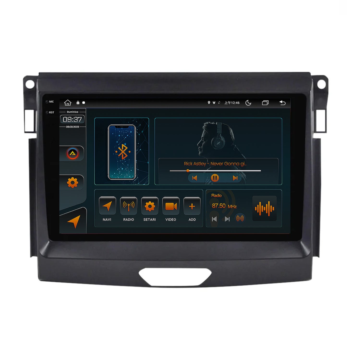 Navigatie Ford Ranger (2015-2020), Android, V-Octacore / 4GB RAM + 64GB ROM, 9.5 Inch - AD-BGV9004+AD-BGRKIT120