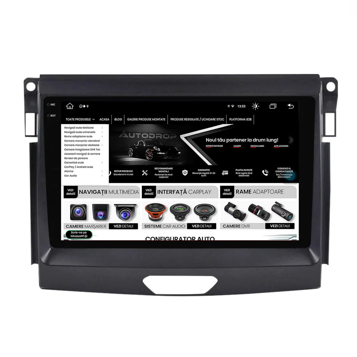 Navigatie Ford Ranger (2015-2020), Android, X-Octacore / 8GB RAM + 256GB ROM, 9.5 Inch - AD-BGX9008+AD-BGRKIT120