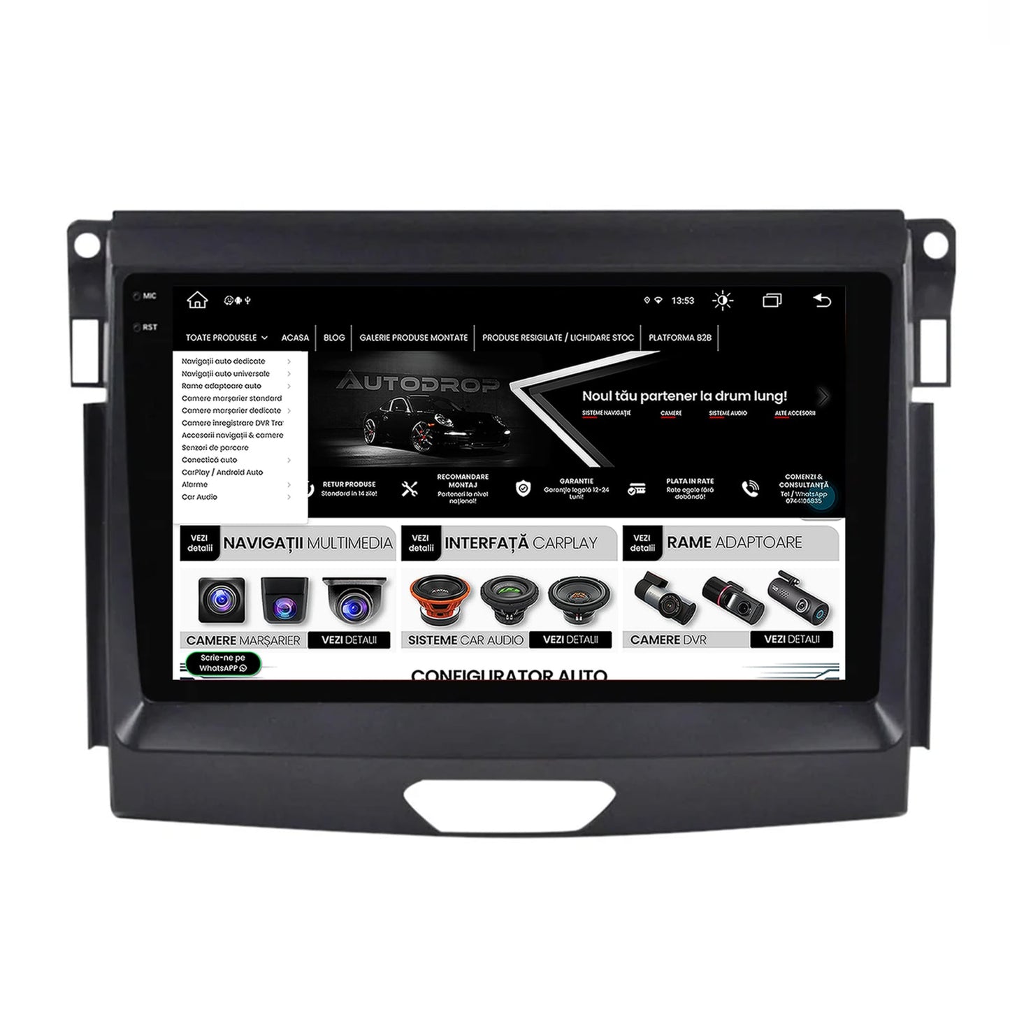 Navigatie Ford Ranger (2015-2020), Android, X-Octacore / 8GB RAM + 256GB ROM, 9.5 Inch - AD-BGX9008+AD-BGRKIT120