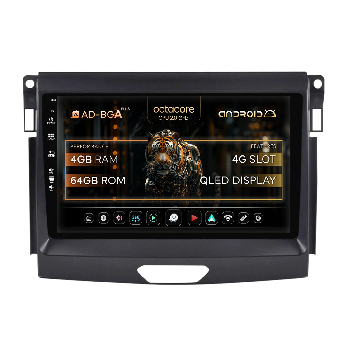 Navigatie Ford Ranger (2015-2020), Android, A-Octacore / 4GB RAM + 64GB ROM, 9 Inch - AD-BGA9004+AD-BGRKIT120