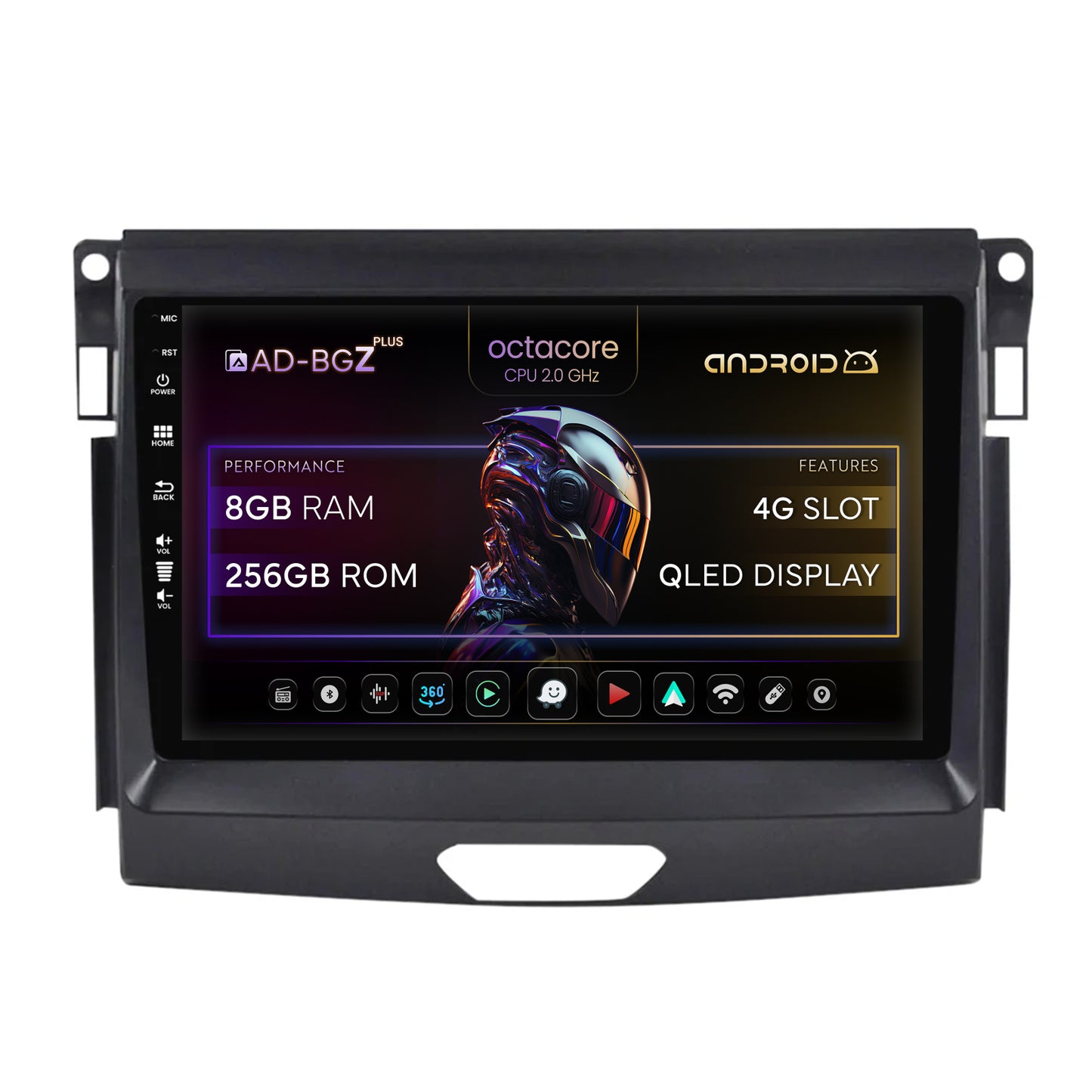 Navigatie Ford Ranger (2015-2020), Android, Z-Octacore / 8GB RAM + 256GB ROM, 9 Inch - AD-BGZ9008+AD-BGRKIT120