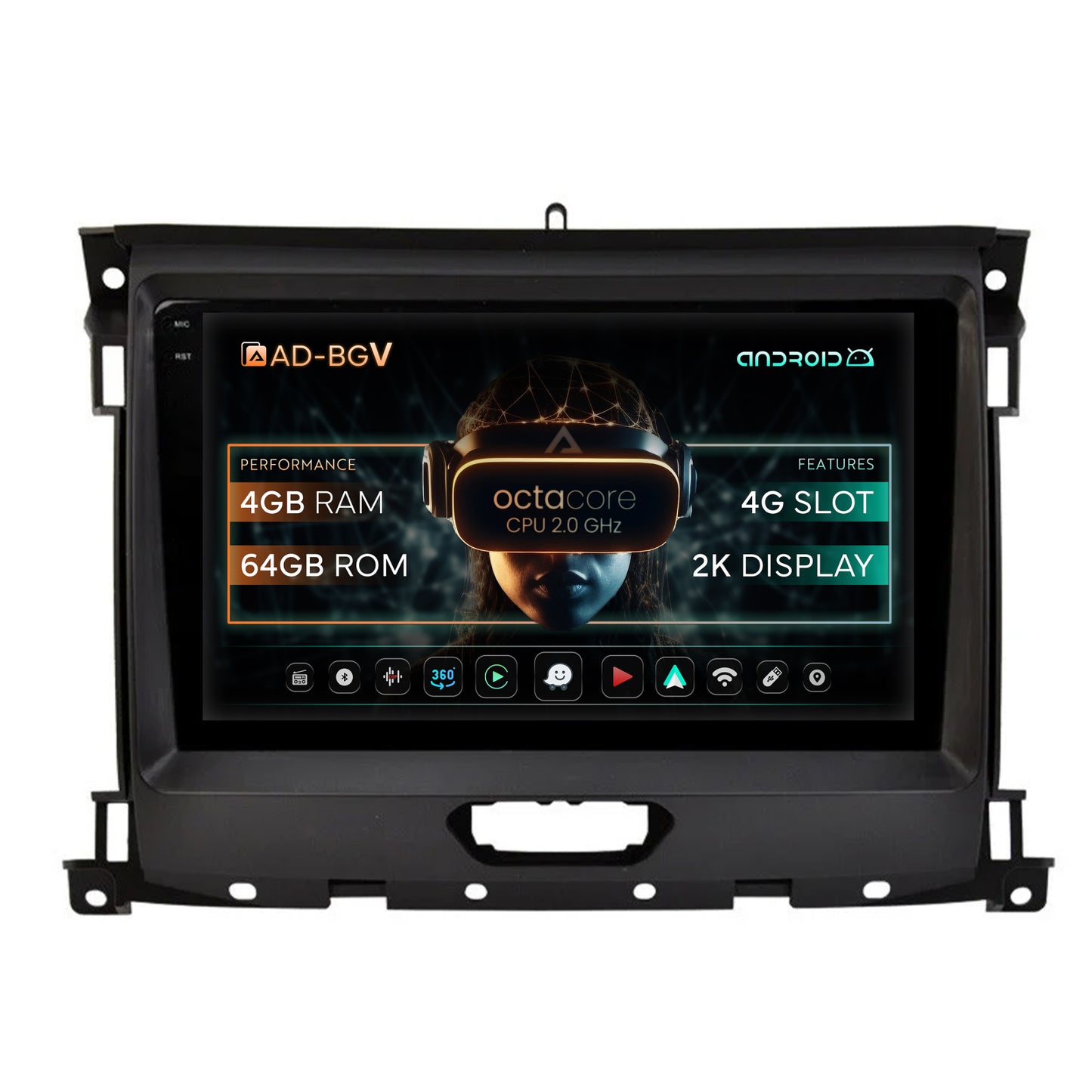 Navigatie Ford Ranger (2015-2022), Android, V-Octacore / 4GB RAM + 64GB ROM, 9.5 Inch - AD-BGV9004+AD-BGRKIT120V2
