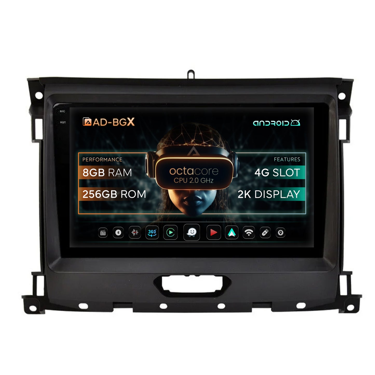 Navigatie Ford Ranger (2015-2022), Android, X-Octacore / 8GB RAM + 256GB ROM, 9.5 Inch - AD-BGX9008+AD-BGRKIT120V2